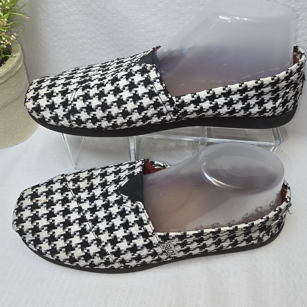 BOBS from Skechers Black and White Houndstooth Loafers